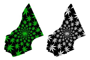 El Mahrah Valiliği (Yemen Valiliği) haritası kenevir yaprağı yeşil ve siyah, Mahra haritası marihuana (marihuana, Thc) yaprağından yapılmıştır.