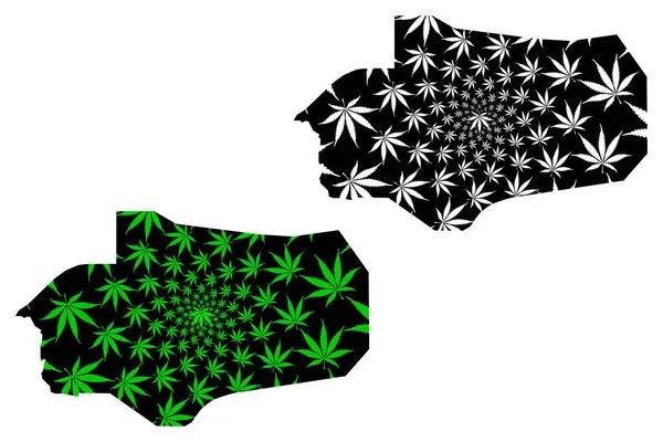 Al Jawf province (provinces of Yemen, Republic of Yemen) map is designed cannabis leaf green and black, Al Jawf map made of marijuana (marihuana, Thc) foliag — 图库矢量图片