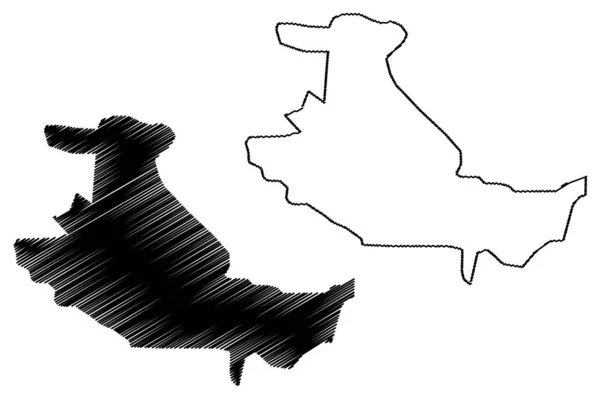 Region Tiflis (Republik Georgien - Land, Verwaltungseinheiten Georgiens) Kartenvektorillustration, Kritzelskizze tiflis ma — Stockvektor