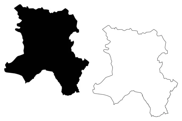 Округ Ферізай (Республіка Косово і Метохія, райони Косово, Республіка Сербія) Відображення векторів мапи, скріншований ескіз Urosevac ma — стоковий вектор