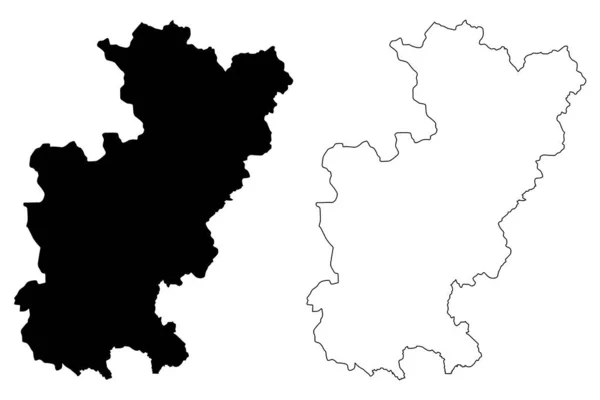District de Gjilan (République du Kosovo et Metohija, Districts du Kosovo, République de Serbie) illustration vectorielle de carte, croquis de gribouillis Gnjilane ma — Image vectorielle
