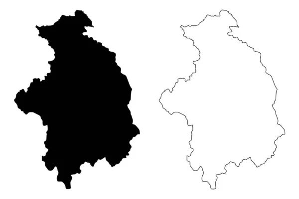 Distrito de Mitrovica (República do Kosovo e Metohija, Distritos do Kosovo, República da Sérvia) mapa ilustração vetorial, rabisco sketch Kosovska Mitrovica ma —  Vetores de Stock