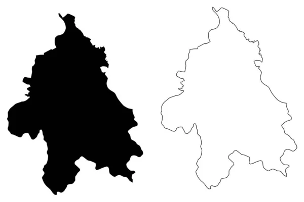 Ciudad de Belgrado (República de Serbia, Distritos de Sumadija y Serbia Occidental) mapa vector ilustración, garabato bosquejo Distrito Belgrado mapa — Vector de stock