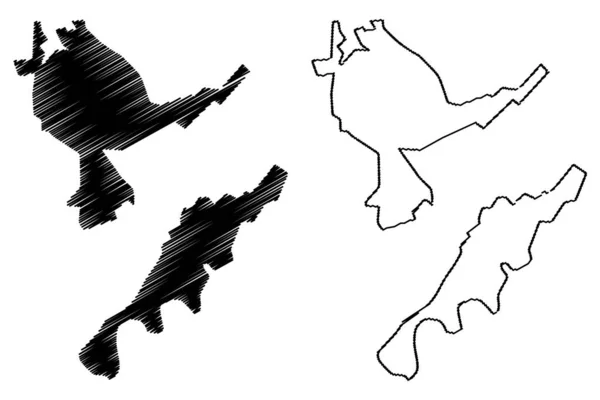 Dubasari District (República da Moldávia, divisões administrativas da Moldávia) mapa ilustração vetorial, rabiscos esboço Dubasari mapa — Vetor de Stock