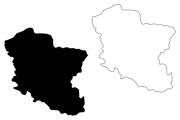 Branicevo District (Republic of Serbia, Districts in Southern and Eastern Serbia) mapa vector illustration, scribble sketch Branicevo mapa — Archivo Imágenes Vectoriales