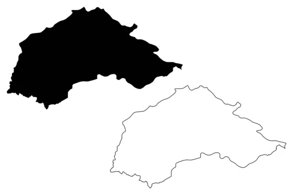 Distrito de Jablanica (República da Sérvia, Distritos no sul e leste da Sérvia) mapa ilustração vetorial, esboço de rabiscos Mapa de Jablanica —  Vetores de Stock