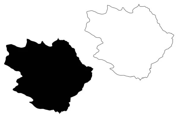 Pirot District (Republiek Servië, Districten in Zuid- en Oost-Servië) kaart vector illustratie, krabbel schets Pirot kaart — Stockvector