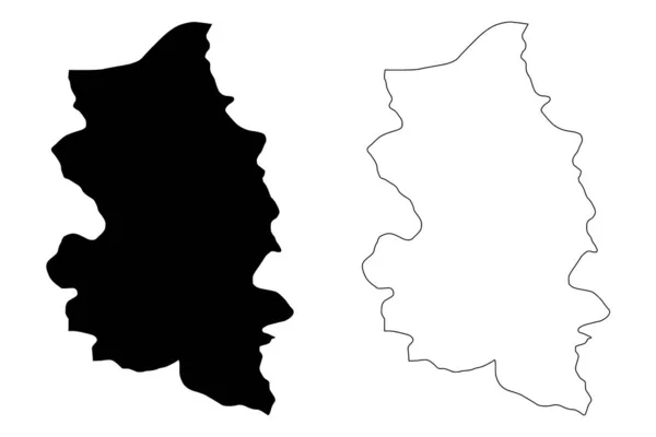 ポドナヴリ郡(セルビア共和国,南セルビアおよび東セルビアの地区)地図ベクトル図,スクリプトスケッチポドナヴリ地図 — ストックベクタ