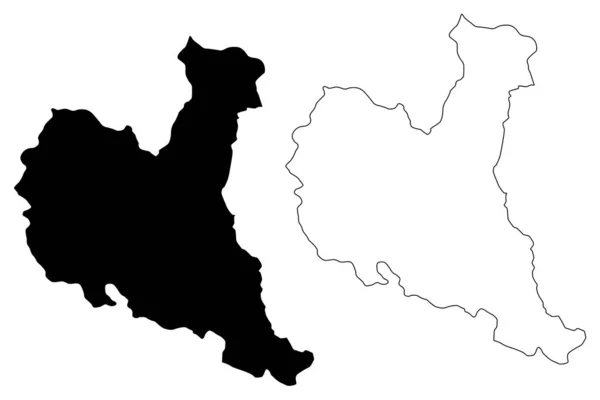 Округ Заєкар (Республіка Сербія, округи в Південній і Східній Сербії) Відображення векторів мапи, ескіз писаря Карта Заєкар — стоковий вектор