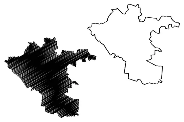 Município de Chisinau (República da Moldávia, divisões administrativas da Moldávia) mapa ilustração vetorial, esboço de rabiscos Mapa de Kishinev — Vetor de Stock