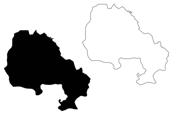 Карта района Северный Банат (Республика Сербия, районы Воеводины), набросок на карте Северный Банат — стоковый вектор