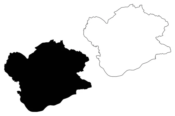 South Banat District (Republiek Servië, Districten in Vojvodina) map vector illustratie, krabbel schets South Banat kaart — Stockvector