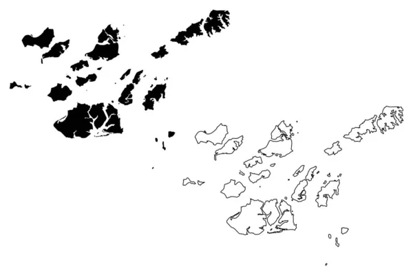 Regione di Bolama (Repubblica della Guinea-Bissau, Regioni della Guinea Bissau) mappa vettoriale illustrazione, abbozzo scarabocchio Bissagos (Bijagos) mappa — Vettoriale Stock