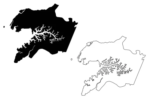 Región de Quinara (República de Guinea-Bissau, Regiones de Guinea Bissau) mapa vector ilustración, boceto de garabato Mapa de Quinara — Vector de stock