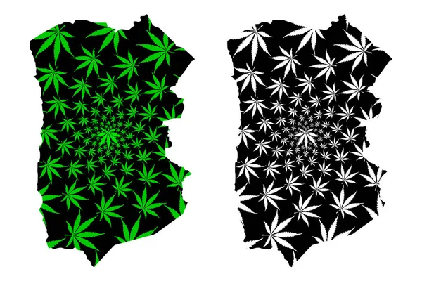 Tarapaca Regio (Republiek Chili, administratieve afdelingen van Chili) kaart is ontworpen cannabis blad groen en zwart, Tarapaca kaart gemaakt van marihuana (marihuana, Thc) foliag — Stockvector