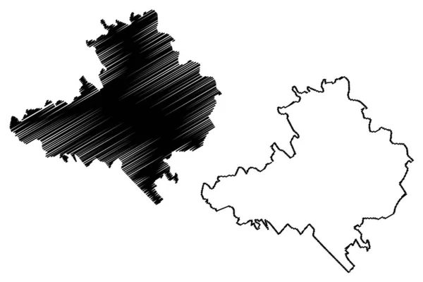 Straseni District (República da Moldávia, divisões administrativas da Moldávia) mapa ilustração vetorial, scribble esboço Straseni mapa — Vetor de Stock