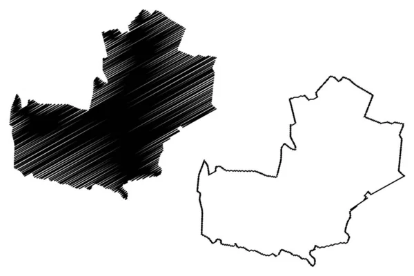 Telenesti District (República da Moldávia, divisões administrativas da Moldávia) mapa ilustração vetorial, esboço de rabiscos Telenesti mapa — Vetor de Stock