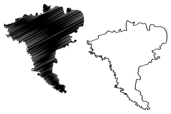 Distrito de Ungheni (República da Moldávia, divisões administrativas da Moldávia) mapa ilustração vetorial, esboço de rabiscos Mapa de Ungheni —  Vetores de Stock