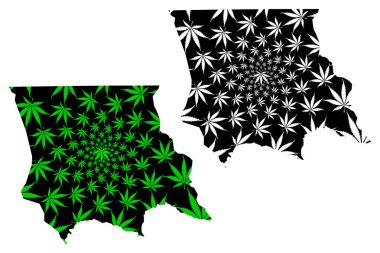 Jambyl Bölgesi (Kazakistan Cumhuriyeti, Kazakistan Bölgeleri) haritası kenevir yaprağı yeşil ve siyah, Jambyl haritası marihuanadan (marihuana, Thc) yapılmıştır.