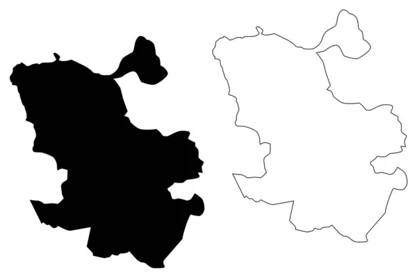 Векторная иллюстрация к карте Мадрида (Французская Республика, Франция), каракули на карте Мадрида — стоковый вектор