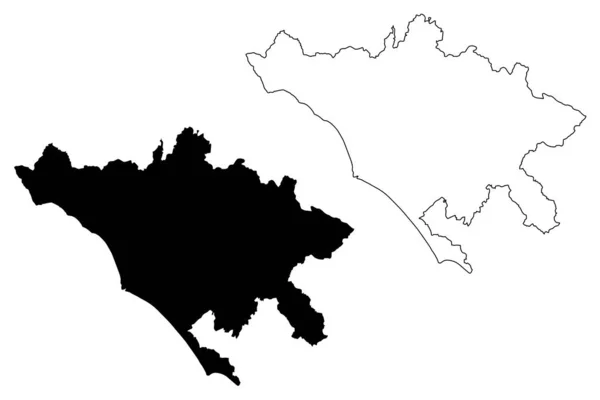 Metropolitan City of Rome Stolica (Republika Włoska, Włochy) mapa wektor ilustracja, skecz bazgroły Miasto Roma mapa — Wektor stockowy