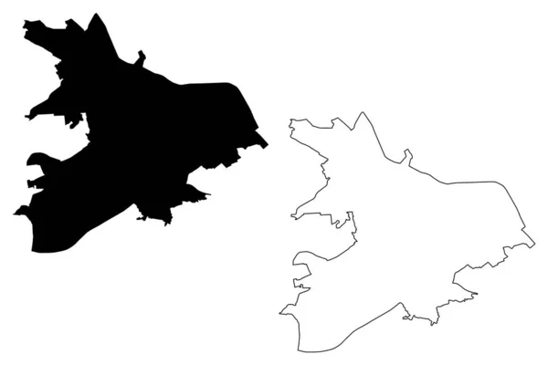 Niżny Nowogród (Rosja, Federacja Rosyjska) mapa wektor ilustracja, skecz bazgroły Miasto Gorky mapa — Wektor stockowy