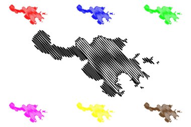 Ceiba Belediyesi (Porto Riko Eyaleti, Porto Riko, Prr, Birleşik Devletler 'in birleşik olmayan bölgeleri) harita vektör çizimi, karalama çizimi Ceiba haritası