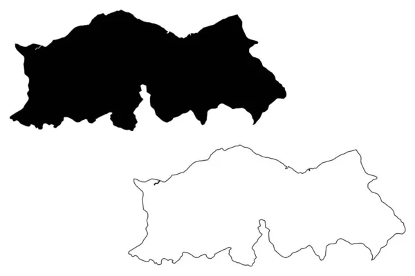 Baucau község (Kelet-Timor községek, Kelet-Timor-Leste Demokratikus Köztársaság, sziget) térkép vektor illusztráció, firka vázlat Baucau térkép — Stock Vector