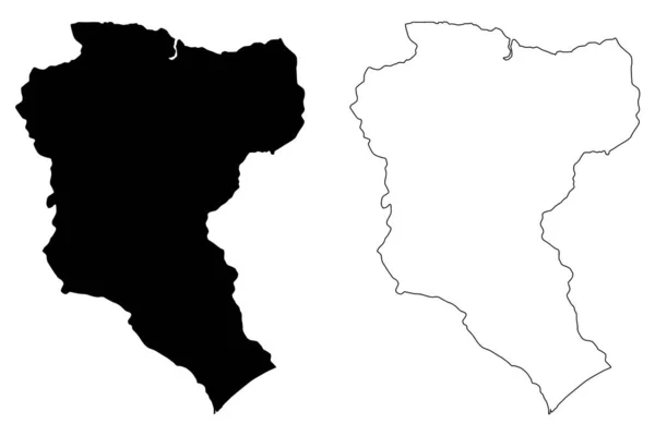 Manatuto Comune (Comuni di Timor Est, Repubblica Democratica di Timor Est, isola) mappa vettoriale illustrazione, abbozzo scarabocchio Manatuto mappa — Vettoriale Stock