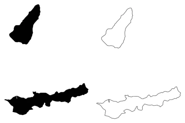 Dili Municipio (Municipios de Timor Oriental, República Democrática de Timor-Leste, isla) mapa vector ilustración, garabato boceto Atauro mapa de la isla — Archivo Imágenes Vectoriales