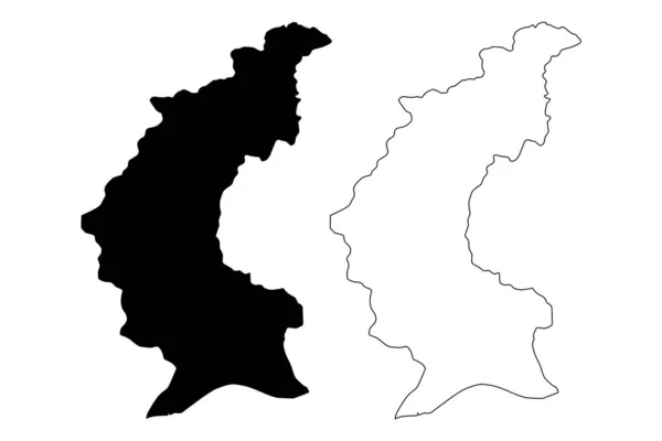 Ainaro Gemeente (Gemeenten van Oost-Timor, Democratische Republiek Timor-Leste, eiland) kaart vector illustratie, krabbel schets Ainaro kaart — Stockvector