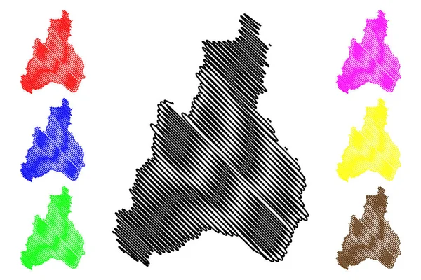 Jayuya municipality (Commonwealth of Puerto Rico, Porto Rico, PR, Unincorporated territories of the United States) mapa vector illustration, scribble sketch Jayuya map — Archivo Imágenes Vectoriales