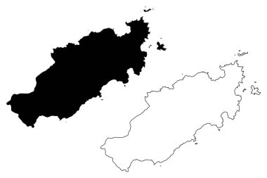 Doğu Tobago bölgesi (Bölgesel şirketler ve belediyeler, Trinidad ve Tobago Cumhuriyeti) harita vektör çizimi, çizim Doğu Tobago (Küçük Tobago, Keçi, Giles Adası)