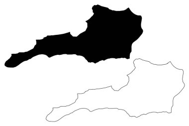 Emiria bölgesi (bölgesel şirketler ve belediyeler, Trinidad ve Tobago Cumhuriyeti) harita vektör illüstrasyonu, harita taslağı Siparia haritası