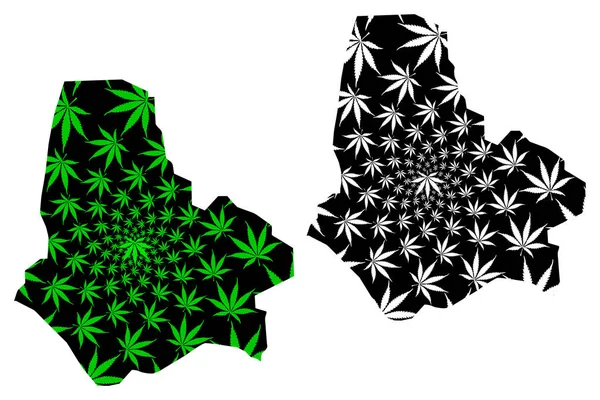 Maradi Bölgesi (Nijer Bölgesi, Nijer Cumhuriyeti) haritası kenevir yaprağı yeşil ve siyah, Maradi haritası marihuana (marihuana, Thc) yapraklarından yapılmıştır. — Stok Vektör
