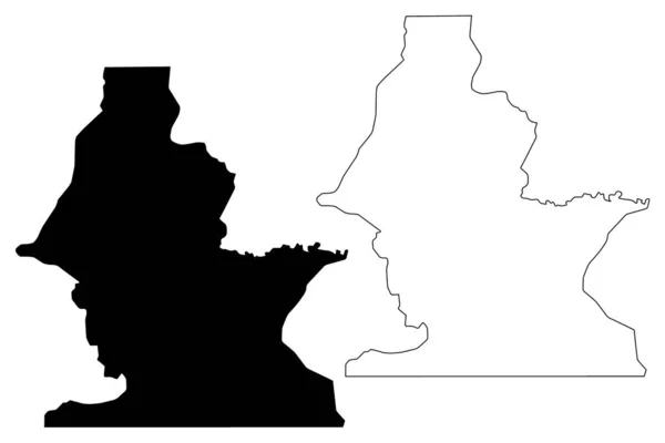 Centro Sur (Republika Rovníková Guinea, provincie Rovníková Guinea) mapa vektorové ilustrace, načmáraný náčrt Mapa provincie Centro Sur — Stockový vektor