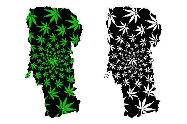 Arges County (Administrative divisions of Romania, Sud - Muntenia development region) map is designed cannabis leaf green and black, Arges map made of marijuana (marihuana, THC) foliag — стоковый вектор