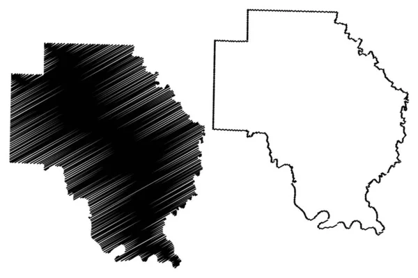 Comté d'Arkansas, Arkansas (comté des États-Unis, États-Unis d'Amérique, États-Unis, États-Unis) illustration vectorielle de la carte, croquis à griffes Carte de l'Arkansas — Image vectorielle