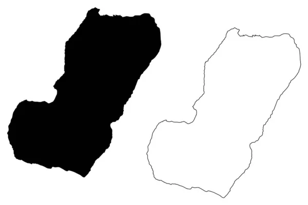 Île de Bioko (République de Guinée équatoriale) illustration vectorielle de la carte, croquis croquis Fernando Po carte — Image vectorielle