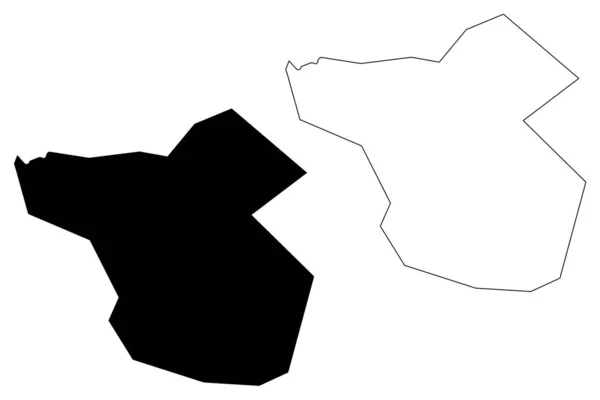 Moka district (republik mauritius, insel, bezirke mauritius) kartenvektorillustration, kritzelskizze moka map — Stockvektor