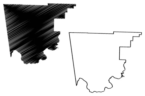 Crawford County, Arkansas (Estados Unidos da América, Estados Unidos da América, EUA, EUA) mapa ilustração vetorial, esboço de rabiscos Crawford map —  Vetores de Stock