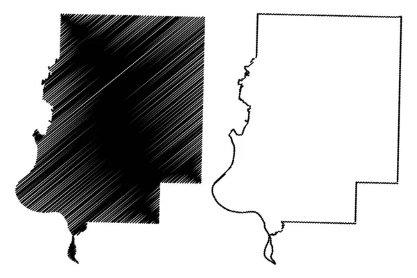 Contea di Faulkner, Arkansas (Contea di U.S., Stati Uniti d'America, Stati Uniti d'America, Stati Uniti d'America) mappa vettoriale illustrazione, scarabocchio mappa Faulkner — Vettoriale Stock