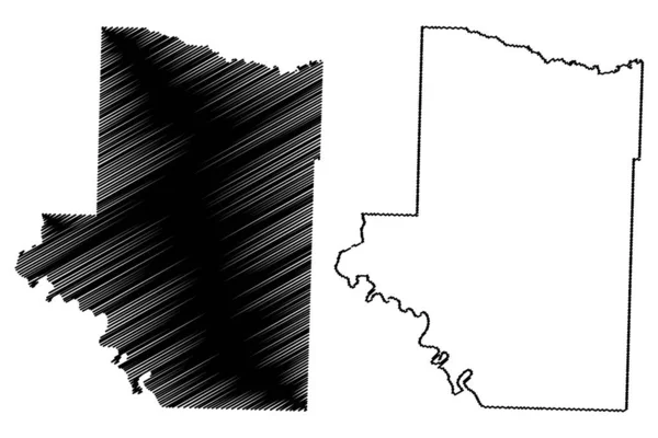 Hempstead County, Arkansas (U.S. County, United States of America, USA, U.S., US) mapa vector illustration, scribble sketch Hempstead map — Vector de stock