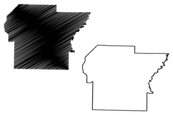Condado de Independence, Arkansas (U.S. County, United States of America, USA, U.S., US) mapa vector illustration, scribble sketch Mapa de la independencia — Vector de stock