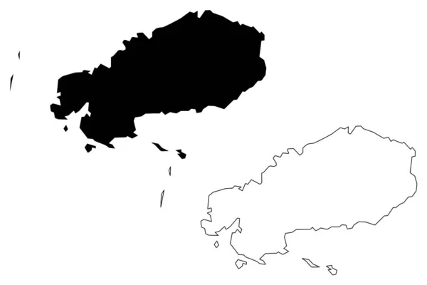 Isola di Rodrigues (Repubblica di Mauritius, isola esterna autonoma, Distretti di Mauritius) mappa vettoriale illustrazione, schizzo scarabocchiare Rodrigues mappa — Vettoriale Stock