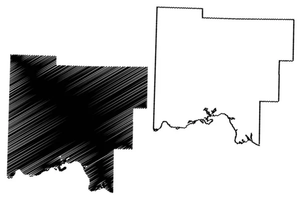 Johnson County, Arkansas (U.S. County, United States of America, USA, U.S., US) mapa vector illustration, scribble sketch Johnson map — Archivo Imágenes Vectoriales