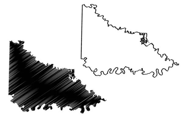 Little River County, arkansas (USA, Vereinigte Staaten von Amerika, USA, USA, uns) Kartenvektorillustration, Kritzelskizze kleine Flusskarte — Stockvektor