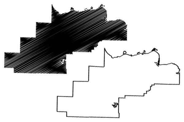 Logan County, Arkansas (U.S. County, United States of America, USA, U.S., US) mapa vector ilustración, boceto de garabato Sarber mapa — Archivo Imágenes Vectoriales
