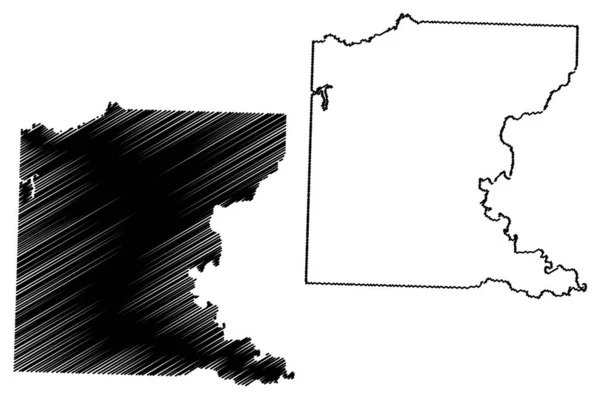 Ouachita County, Arkansas (U.S. County, United States of America, USA, U.S., US) mapa vector illustration, scribble sketch Ouachita map — Vector de stock