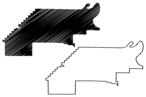 Perry county, arkansas (u.s. county, vereinigte staaten von amerika, usa, uss., us) kartenvektorillustration, kritzelskizze perry map — Stockvektor